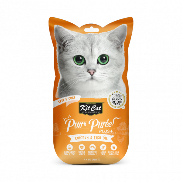 Kit Cat Purr Puree Plus+ Chicken & Fish Oil (Skin & Coat)