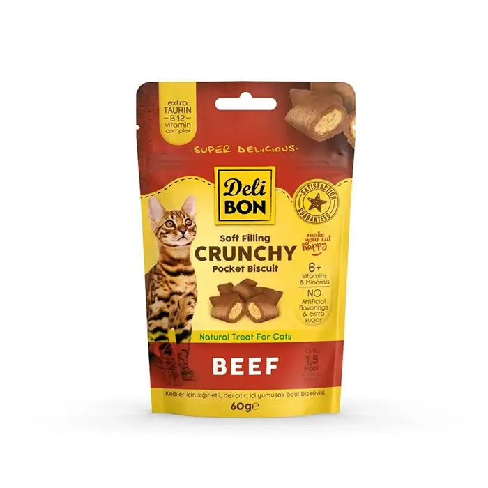 Delibon Crunchy Filled Beef Cat Reward Biscuit 60g