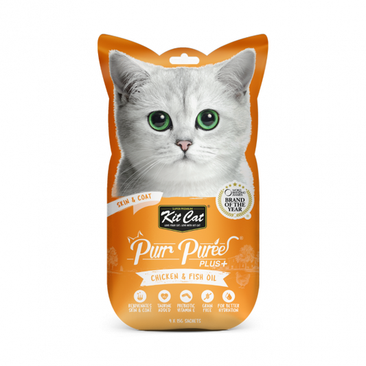 Kit Cat Purr Puree Plus+ Chicken & Fish Oil (Skin & Coat)