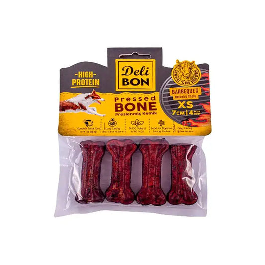 Delibon Barbecue Flavored Leather Pressed Bone Dog Award Xsmall 7cm 4 Pieces