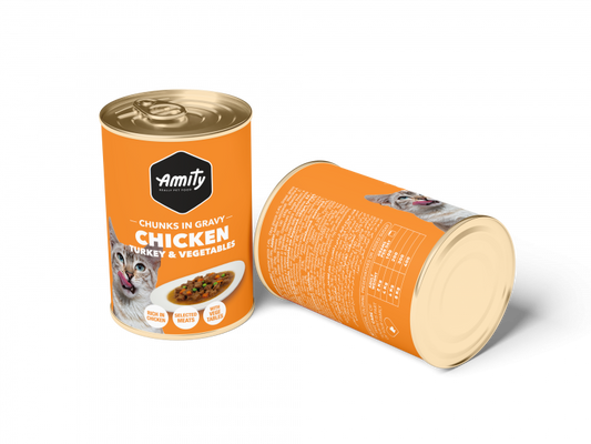 AMITY CAT CHICKEN CHUNKS IN GRAVY COMPLETE FOOD (415GR)