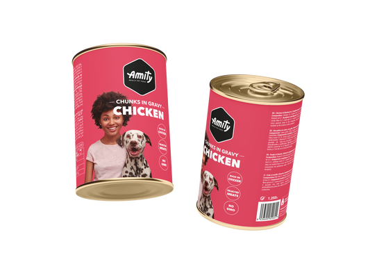 AMITY DOG CHICKEN CHUNKS IN GRAVY COMPLETE FOOD (415/1250GR)