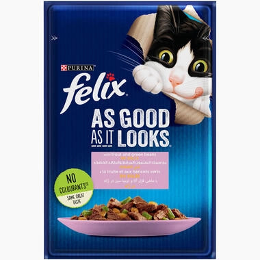 FELIX As Good As it Looks with Trout and Green Bean in Jelly Wet Cat Food 85g