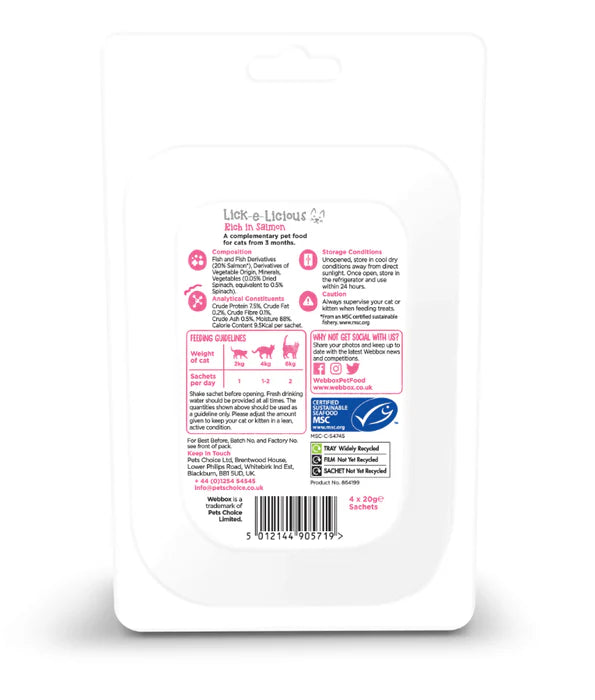 Webbox - Lick-e-Licious Salmon Cat Treats 4 sachets