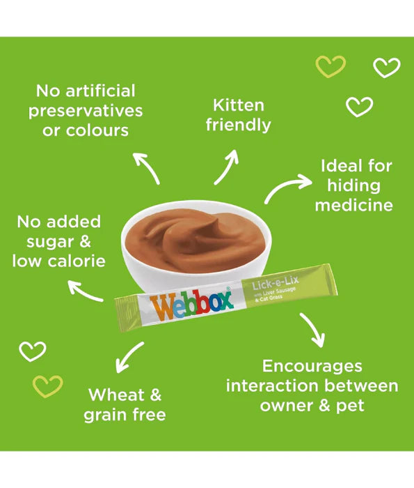 Webbox - Lick-e-Lix Liver Creamy Sausage & Cat Grass Cat Treats 5 Sachets