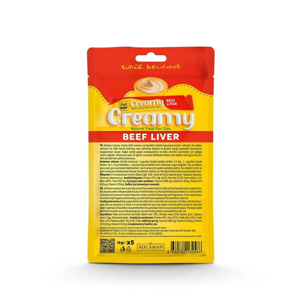 Delibon Creamy Beef Liver Liquid Cat Food 5x15gr