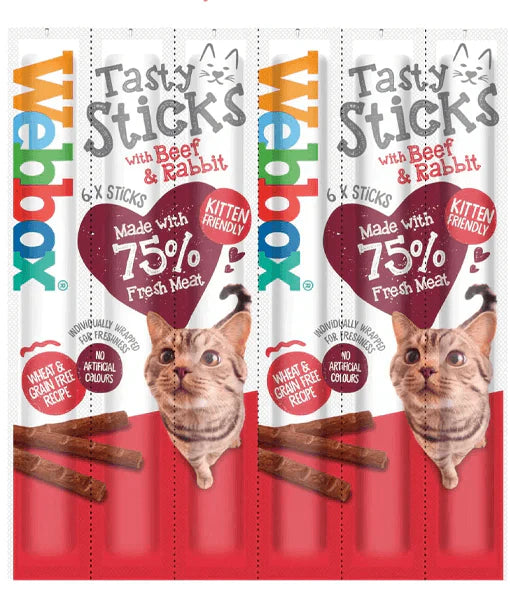 Webbox - Tasty Sticks Beef & Rabbit Cat Treats 6 sticks